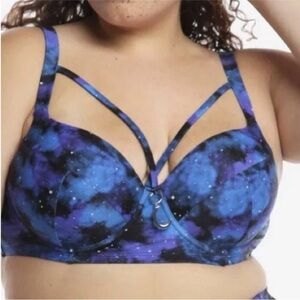 Hot Topic 2x Plus Galaxy Bikini Top with Moon Charm - NWT swim